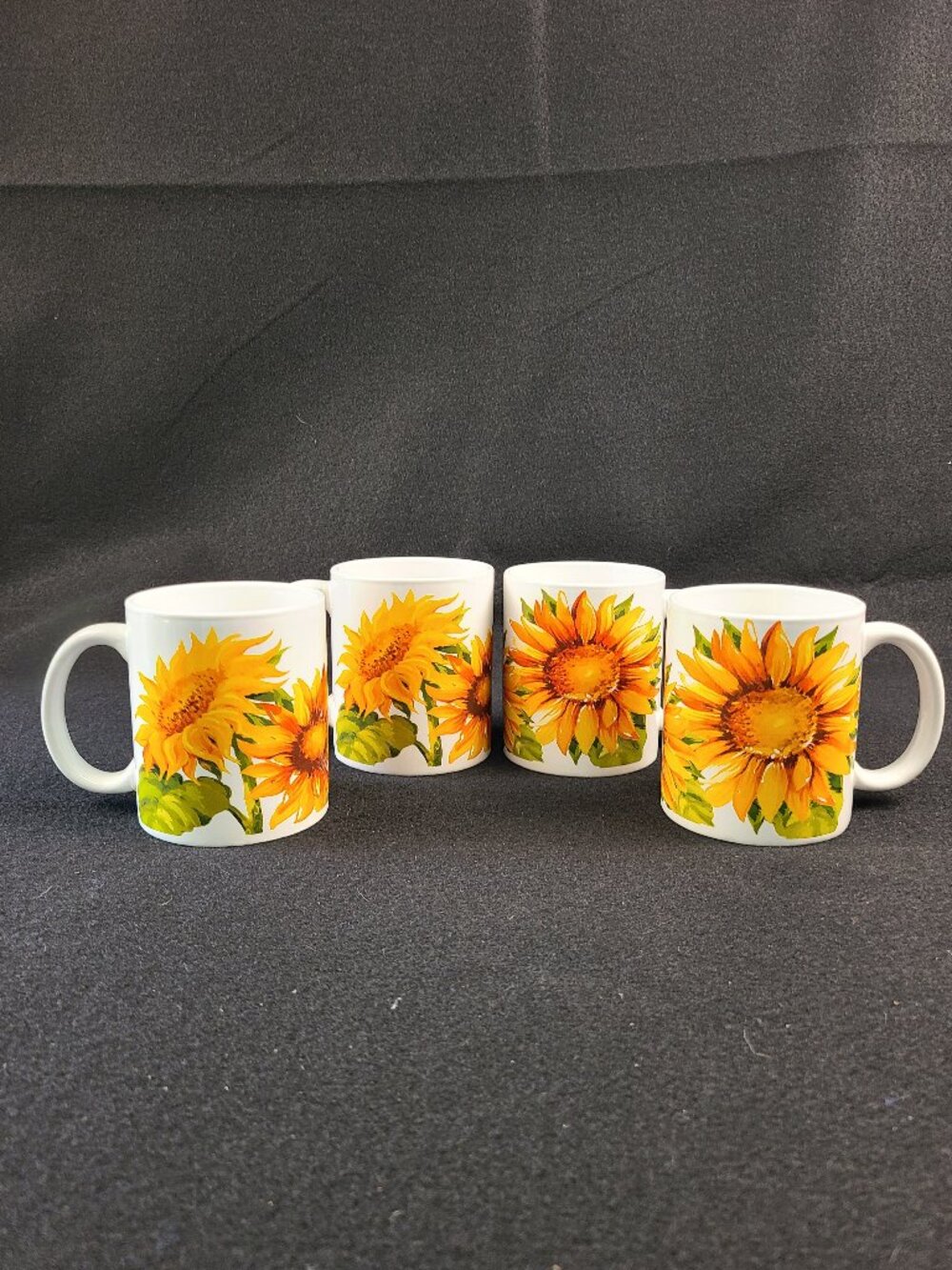 Royal Norfolk Sunflower Mugs Set of 4 Casual Cozy Floral Summer EUC READ